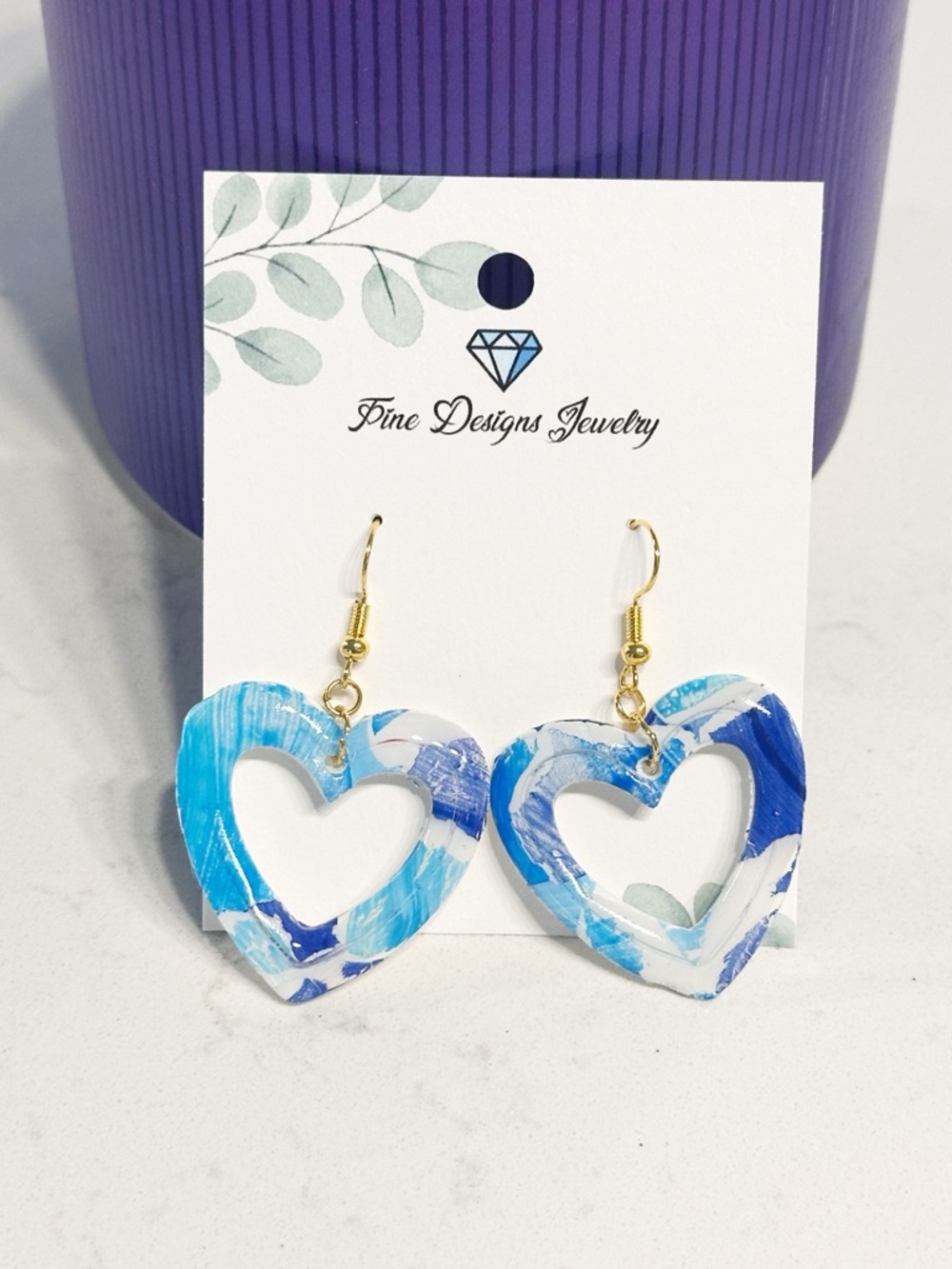 Deep Blue Heart Earrings
